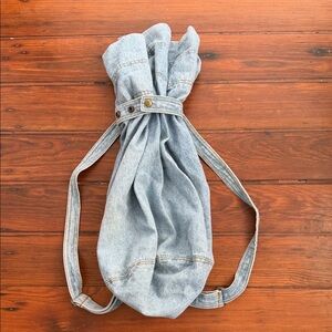 Vintage 90's Y2K NY Line denim jean gathered top adjustable strap hobo backpack
